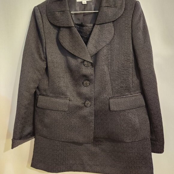 Le Suit Vintage Black Suit Size 14 Blazer Pencil Skirt Suit Jacket - Picture 1 of 11